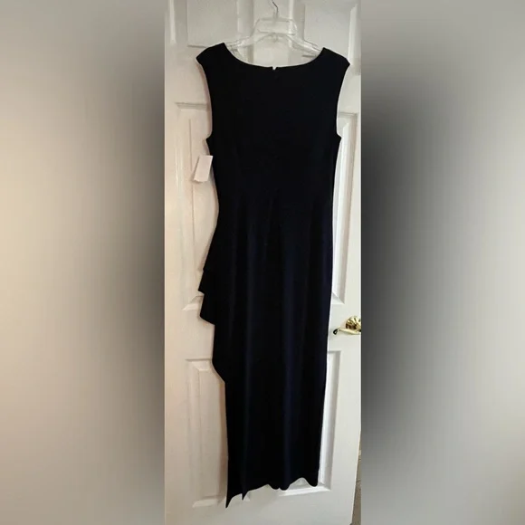 Alex Evenings/women’s NWT Embroidered Illusion-Yoke Navy and Cream Lace Gown - Picture 7 of 11